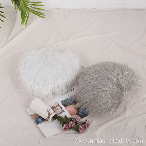 Plush silver silk heart-shaped pillow